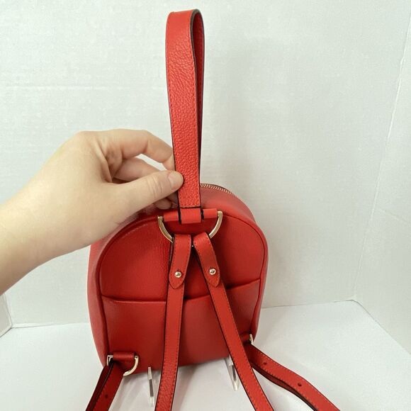 Henri Bendel New York Influencer Mini Convertible Backpack Poinsettia Red Coral - Picture 11 of 16